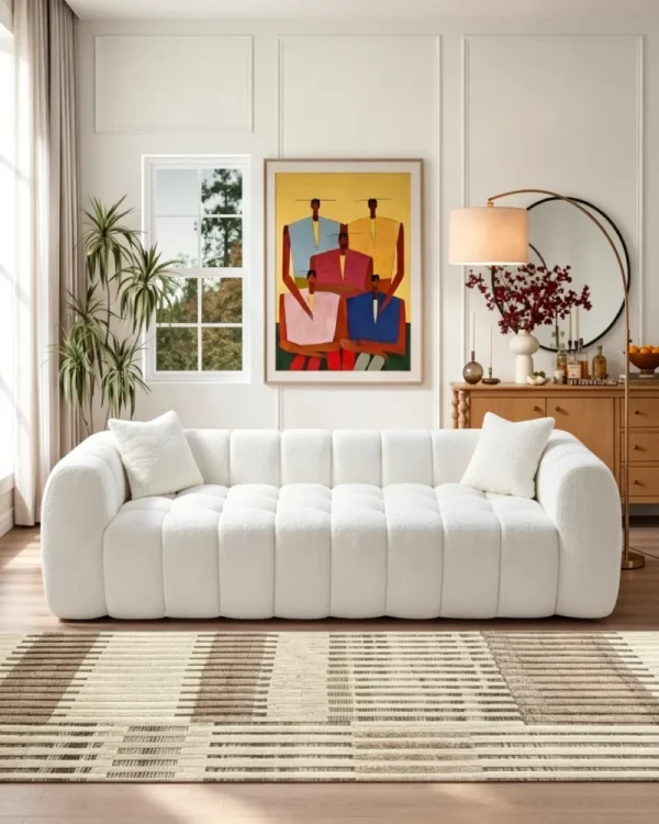 Alternative view of 4-Seater Modern Upholstered Living Room Sofa with Pillow
