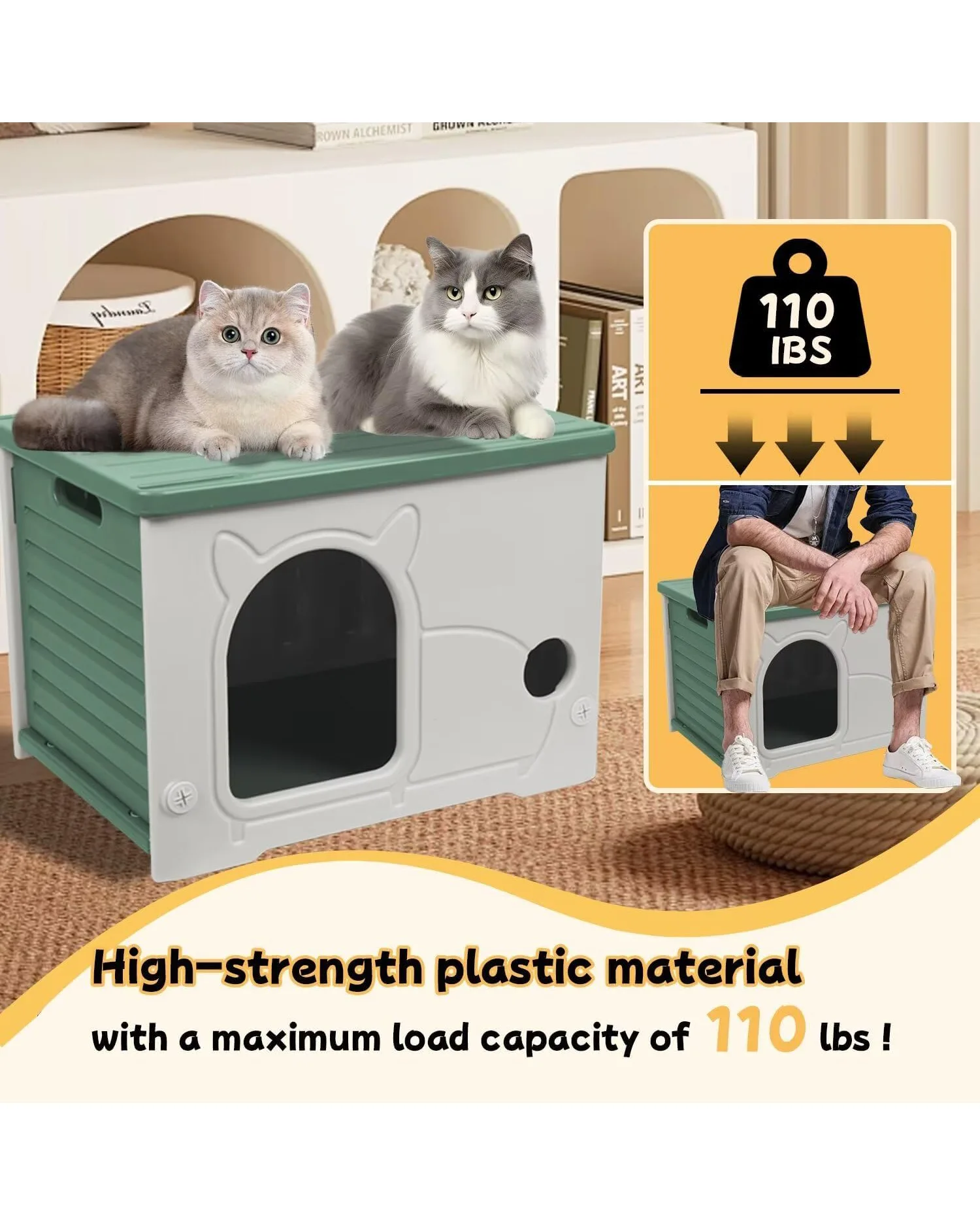 Stackable Waterproof Plastic Cat House for Outdoor Indoor Use - Image 3