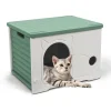 Stackable Waterproof Plastic Cat House for Outdoor Indoor Use