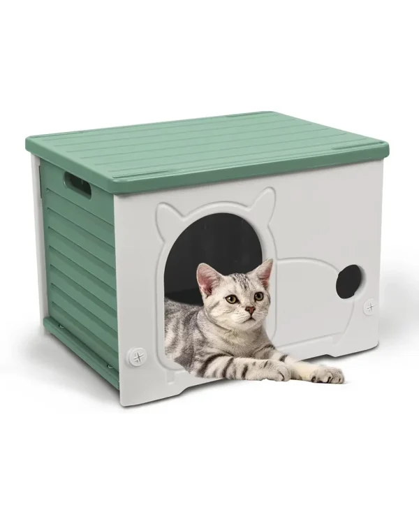 Stackable Waterproof Plastic Cat House for Outdoor Indoor Use