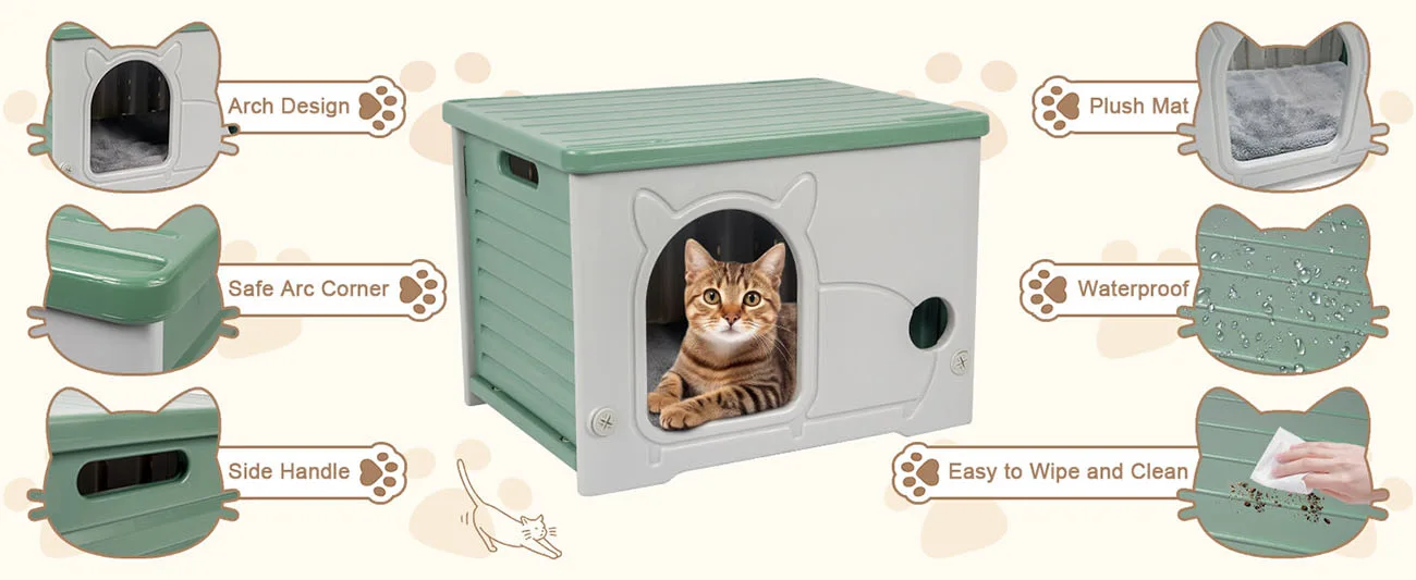Waterproof Plastic Cat House 8