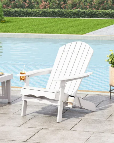 Folding Outdoor Wood Lounge Patio Chair for Garden 2 PCS - Image 6