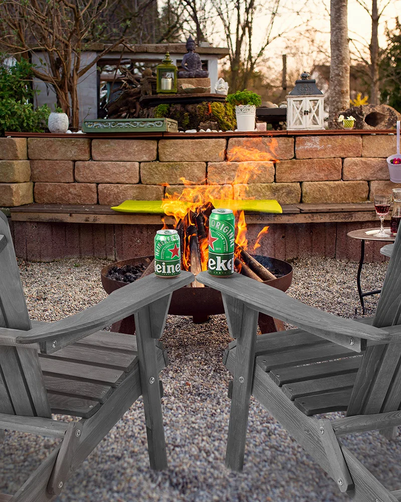 Folding Outdoor Wood Lounge Patio Chair for Garden 2 PCS - Image 8