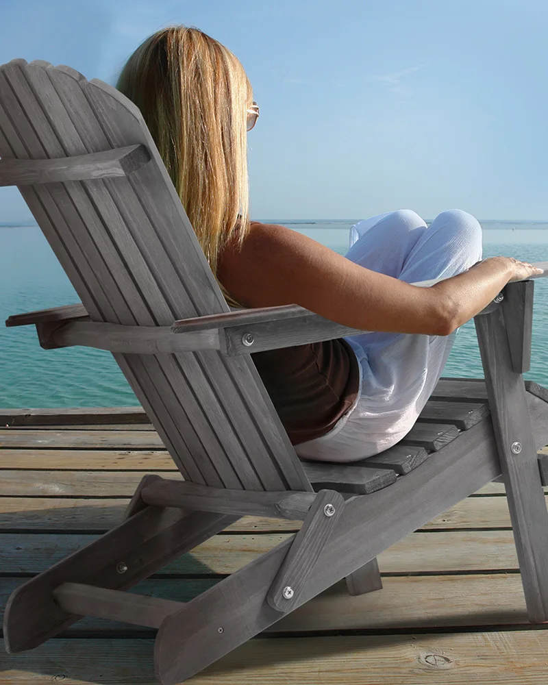 Folding Outdoor Wood Lounge Patio Chair for Garden 2 PCS - Image 9