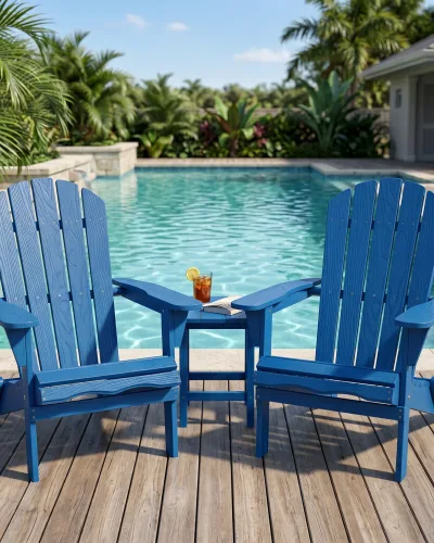Folding Outdoor Wood Lounge Patio Chair for Garden 2 PCS - Image 3