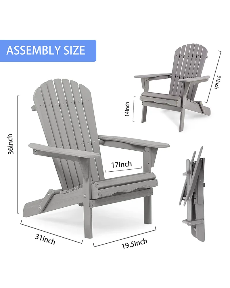 Folding Outdoor Wood Lounge Patio Chair for Garden 2 PCS - Image 11