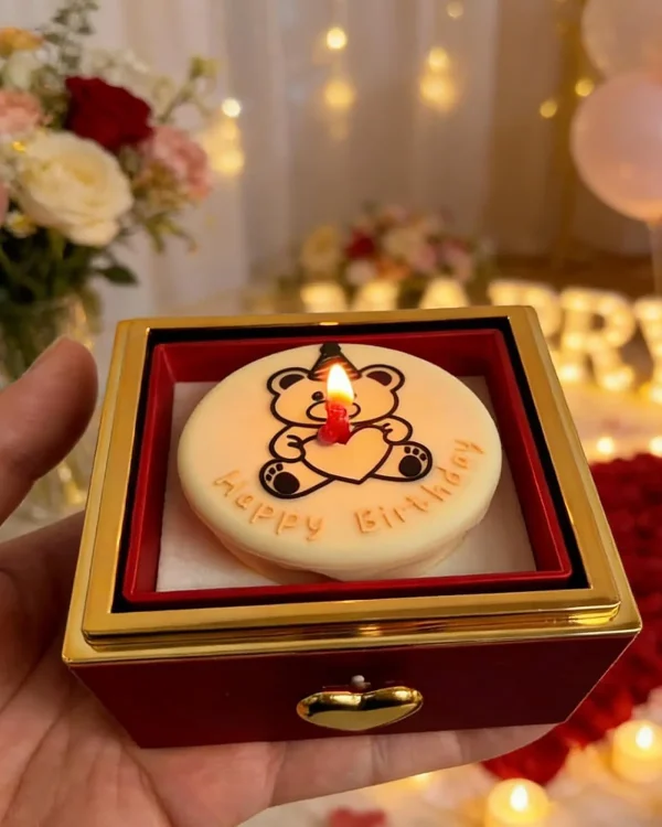 Bear Cake Rotating Ring Box Jewelry Necklace for Proposal