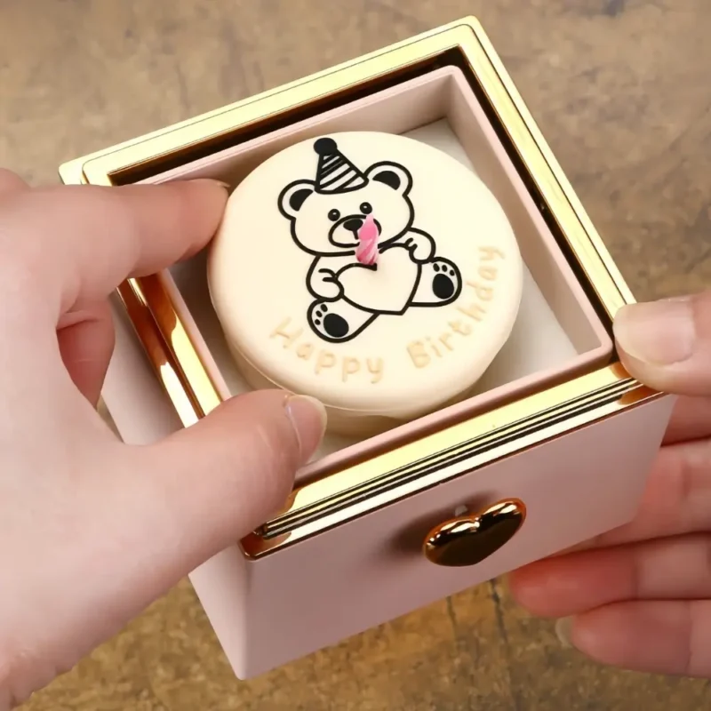 Bear Cake Rotating Ring Box Jewelry Necklace for Proposal - Image 9