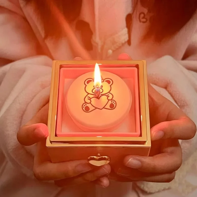 Bear Cake Rotating Ring Box Jewelry Necklace for Proposal - Image 3