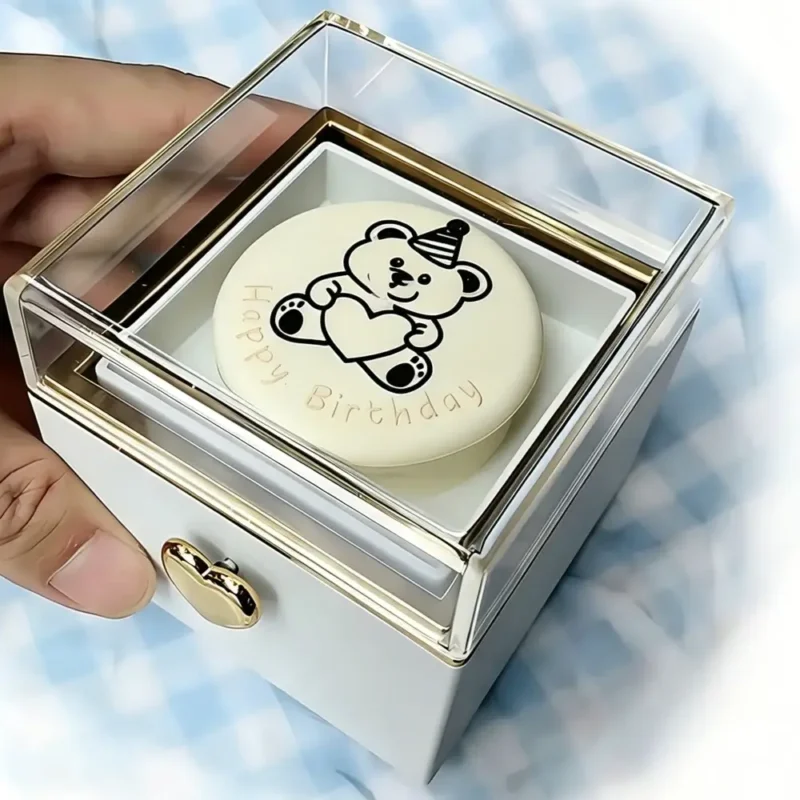 Bear Cake Rotating Ring Box Jewelry Necklace for Proposal - Image 5
