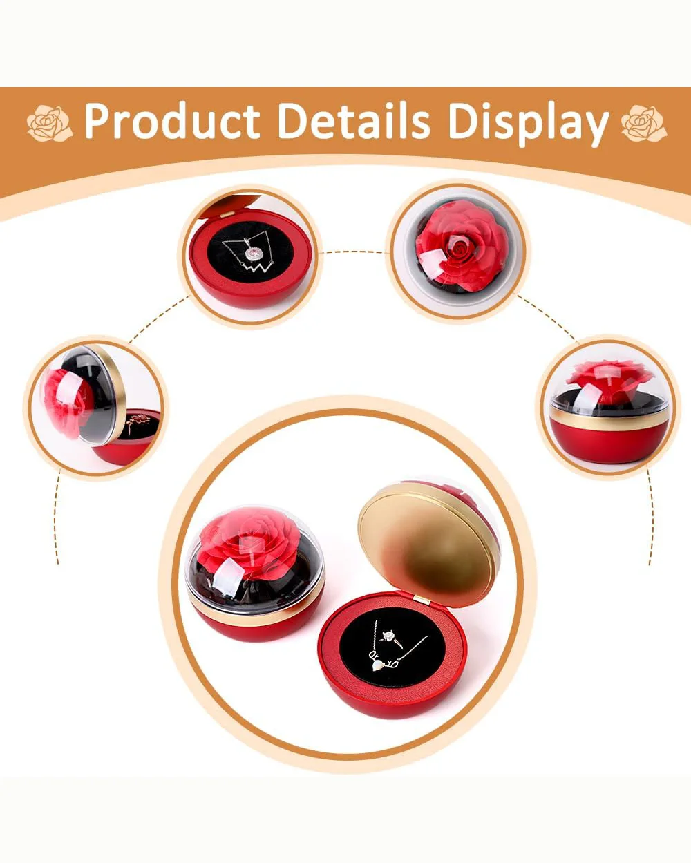 Delicate Rose Rings Box Jewelry Holder Gift for Engagements - Image 6