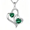 Double Heart Birthstone Pendant 4