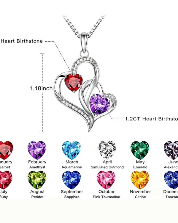 Double Heart Birthstone Pendant 5