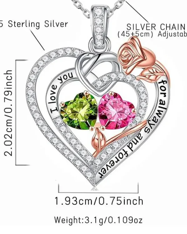 Heart Rose Necklace 925 Sterling Silver 3