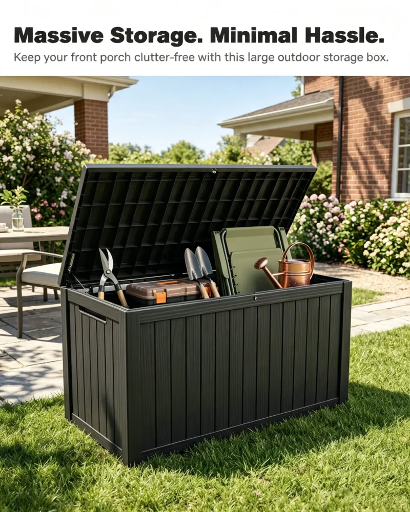 Extra Large Outdoor Resin Storage Box Lockable Lid - Image 7