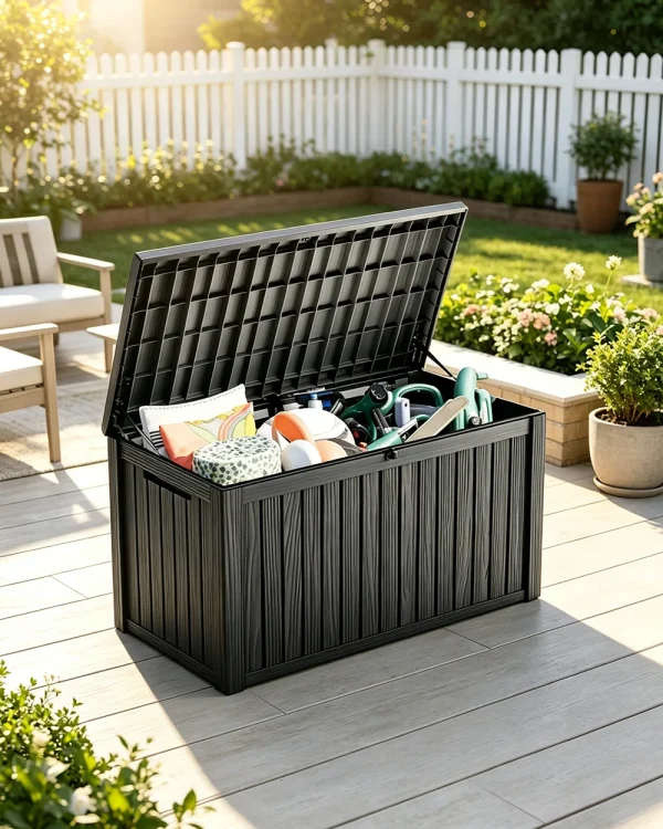 Extra Large Outdoor Resin Storage Box Lockable Lid