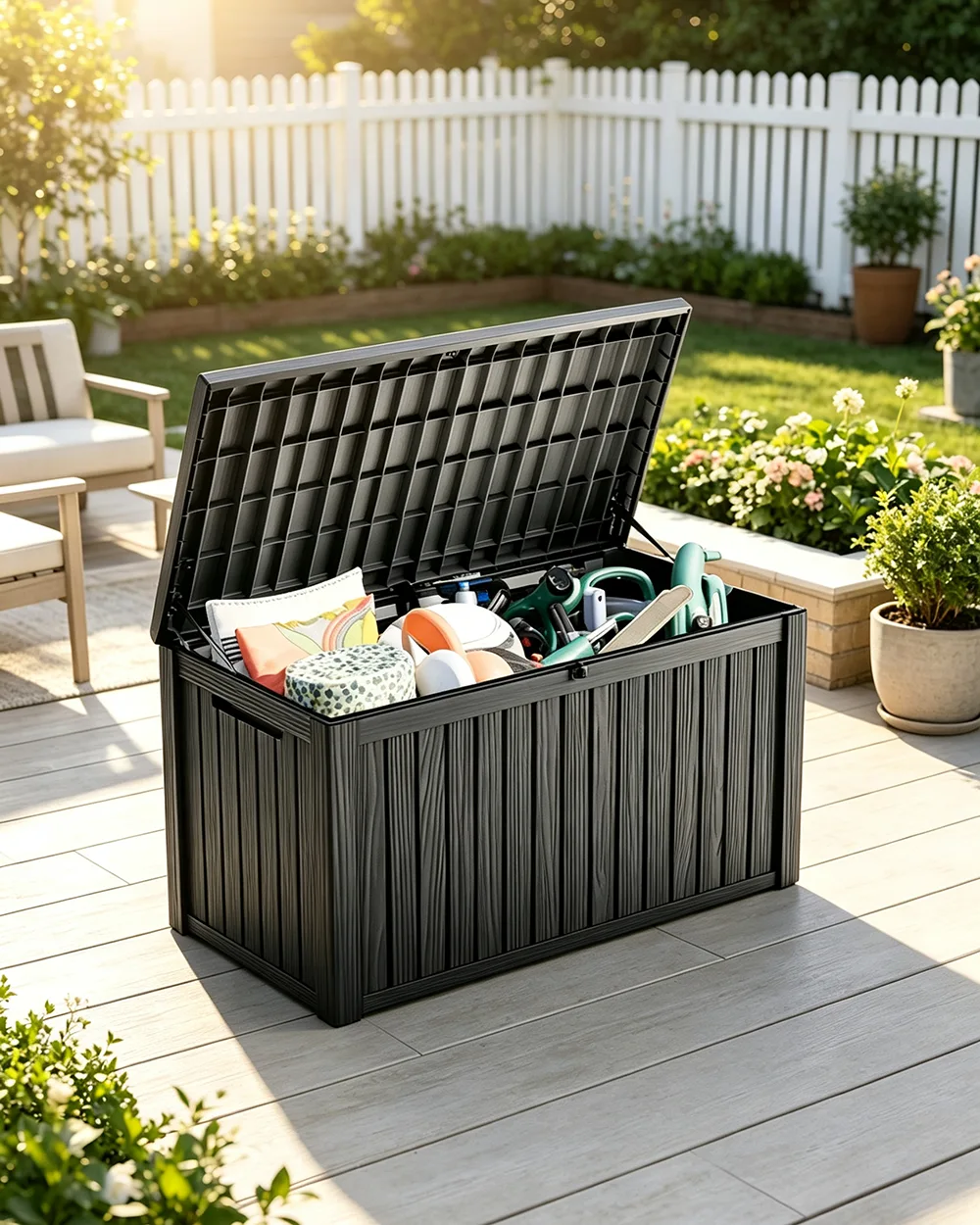 Extra Large Outdoor Resin Storage Box Lockable Lid