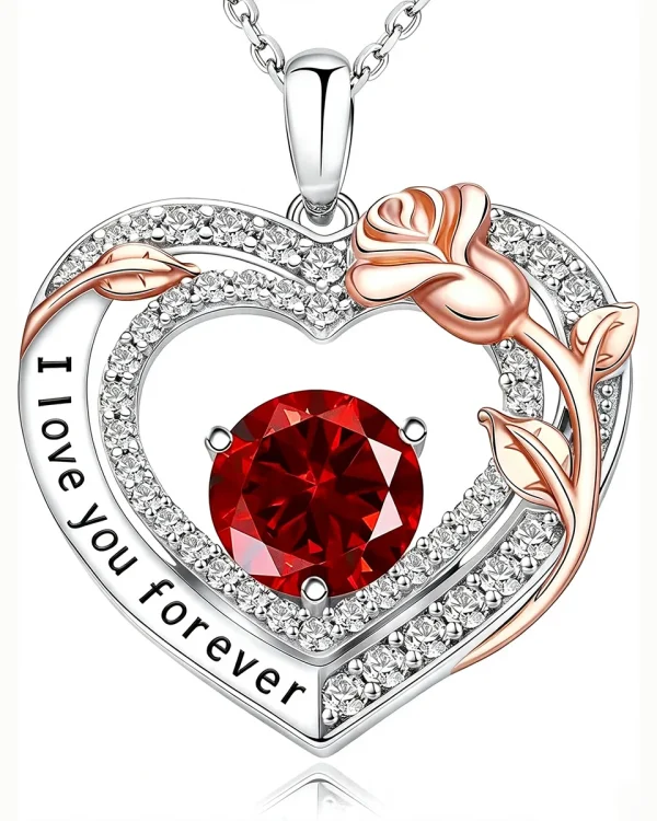 Romantic Engraved Birthstone Necklace 6