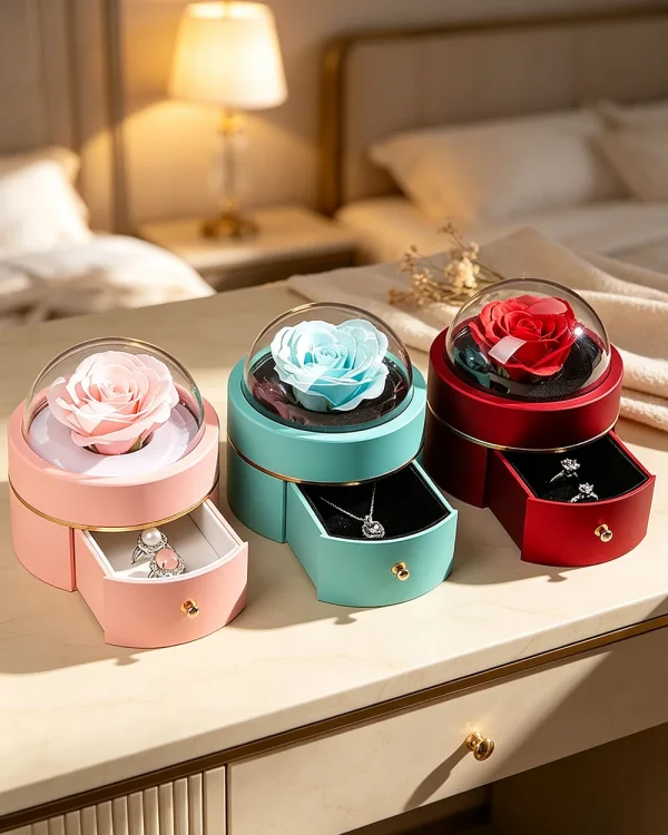 Alternative view of Luxury Rose Flower Round Ball Jewelry Box for Women