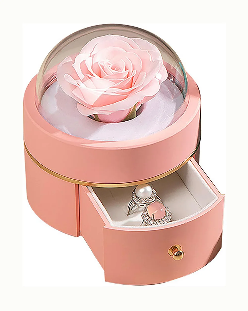 Luxury Rose Flower Round Ball Jewelry Box for Women - Image 7