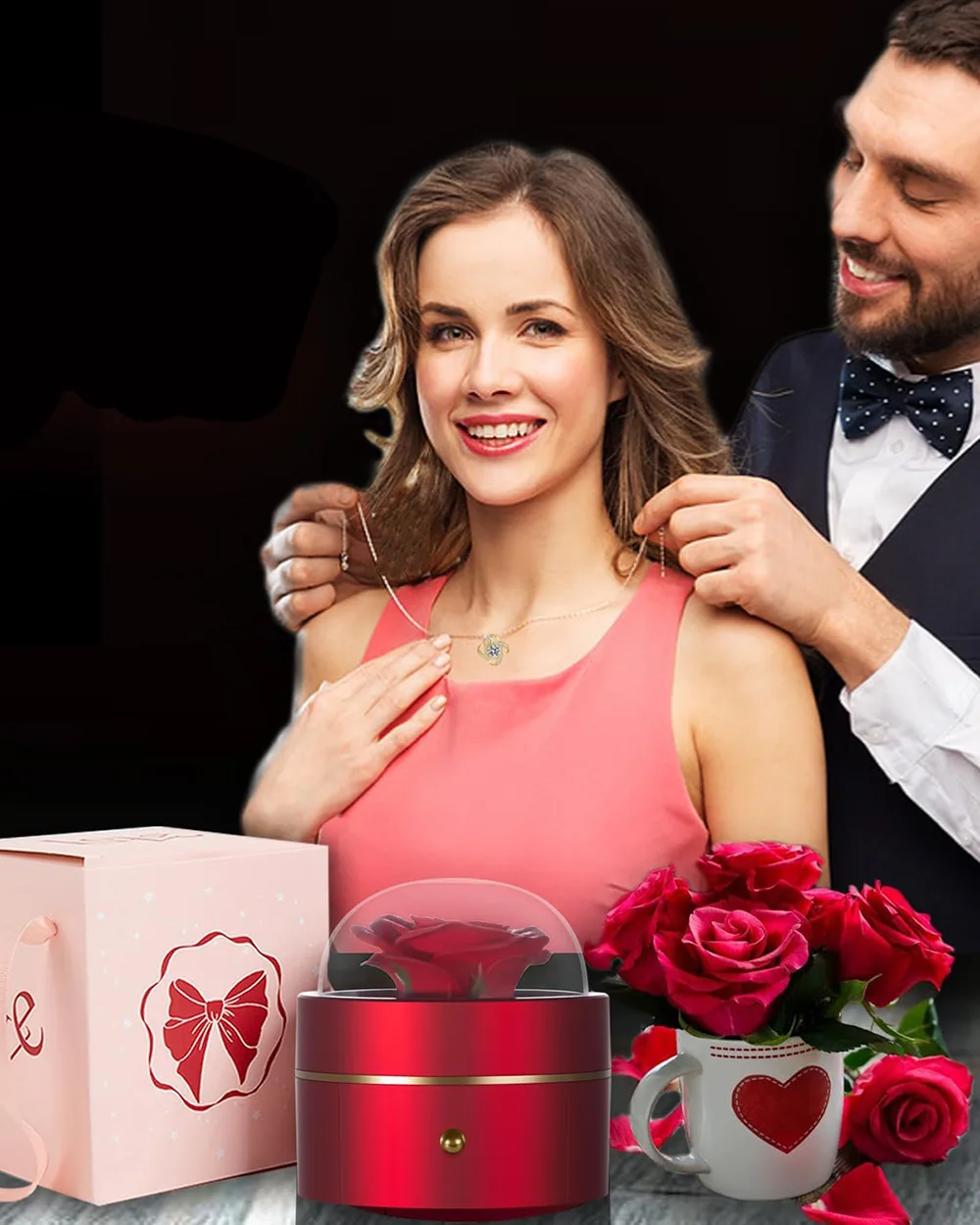 Luxury Rose Flower Round Ball Jewelry Box for Women - Image 3