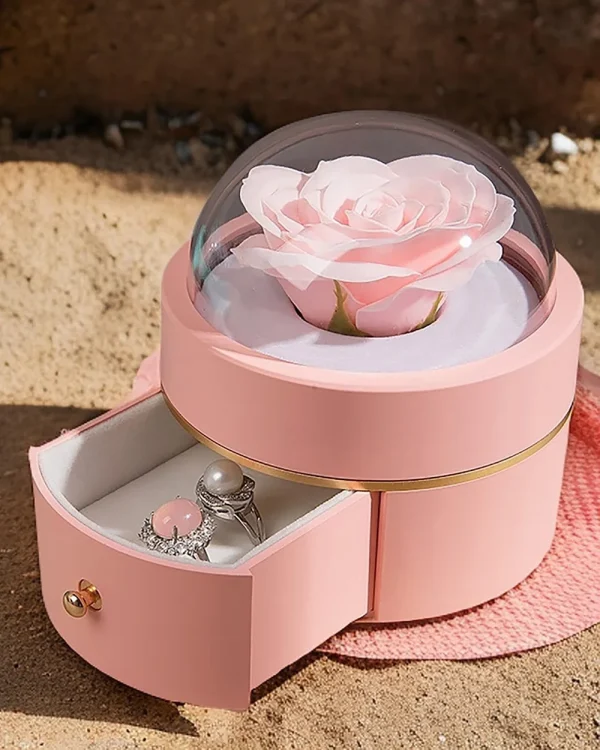 Luxury Rose Flower Round Ball Jewelry Box for Women