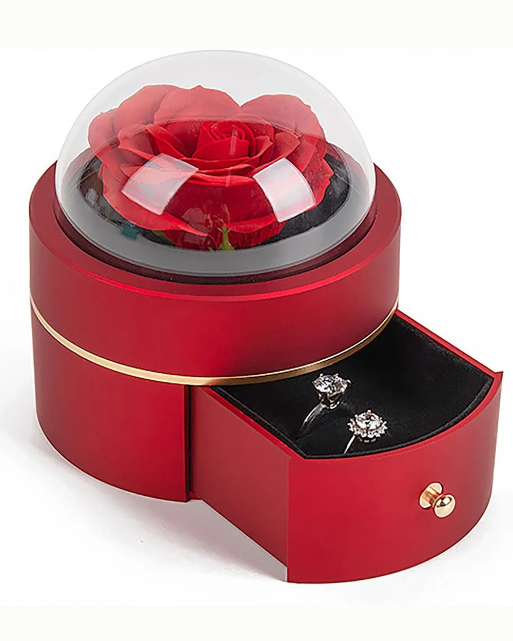 Luxury Rose Flower Round Ball Jewelry Box for Women - Image 8