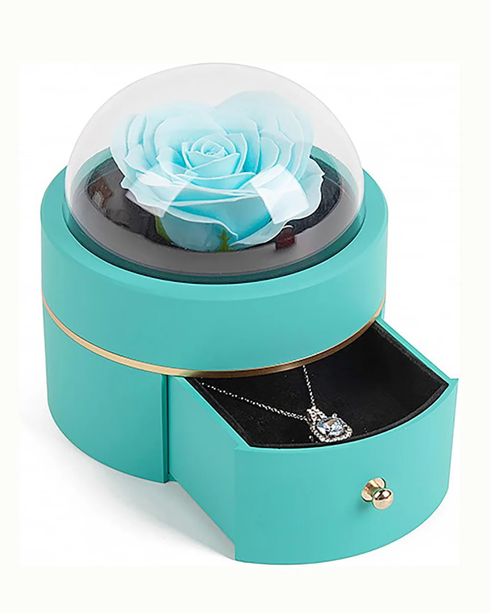 Luxury Rose Flower Round Ball Jewelry Box for Women - Image 9